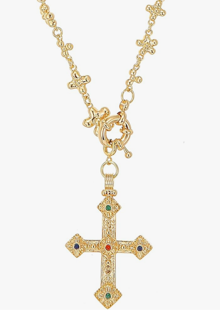 Long Gold Cross Necklace for Women non tarnish pendant dainty jewlery chain gifts for women men