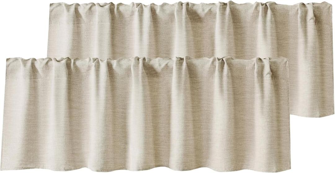 WOSIBO 2 Pack Burlap Window Valances 16" x 56" Farmhouse Style Window Treatment Decor Curtains Rod Pocket Valances for Kitchen/Living Room (White)