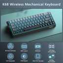 BlueFinger 60% Wireless Mechanical Gaming Keyboard, Bluetooth/2.4G/USB-C Hot Swappable RGB Backlit Keyboard with Side-Printed PBT Keycaps, for MAC Xbox PC PS5, Black