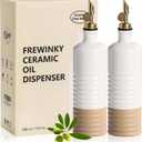 Frewinky 16.9oz Olive Oil Dispenser Bottle with Funnel, Ceramic Oil Dispenser for Kitchen, White Cooking Oil Dispenser for Storage Oil, Vinegar, Syrups & Other Liquids, Set of 2