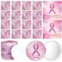 30 Sets Breast Cancer Awareness Valentines Gifts Pink Compact Mirror Bulk Inspirational Cards Breast Cancer Awareness Decorations for Survivor Women Charity Event Campaign Party (Pink)