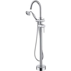 Tub Filler Freestanding Bathtub Faucet Chrome Floor Mounted Brass Bathroom Tub Faucets with Hand Shower