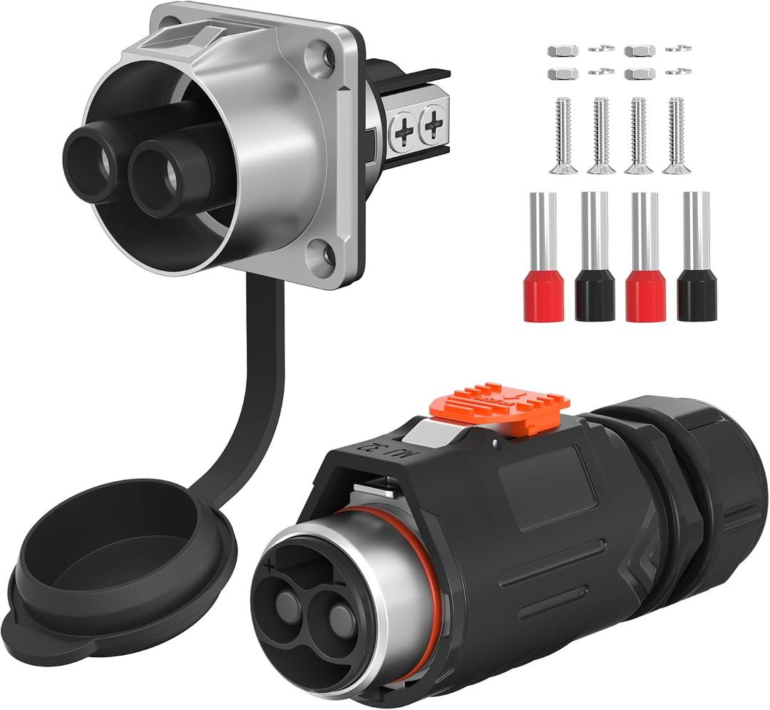RVMARINEPAT 100 Amp Trolling Motor Plug and Receptacle Set - 6 to 4 AWG Wire Circular Connector - Fast Locking 2 Pin 12V-48V Power Connector - Waterproof for Marine Boat