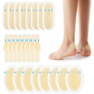 Gel Blister Bandages Blister Cushions - 24Pcs Water Resistant Hydrocolloid Bandages for Heel, Toe & Foot - Blister Pads for Prevention & Recovery - Variety Pack
