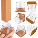 Chair Leg Floor Protectors Square, Silicone Chair Leg Protectors for Hardwood Floors, Chair Leg Caps Covers Protect Wooden Floors from Scratching 20 Pcs X-Large (Fit:1-5/8" ~ 2")
