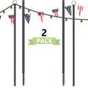 2 Pack String Light Poles for Outside, 10.5 Ft Outdoor String Light Poles for String Lights, Backyard Patio Light Poles for Bistro Party Wedding, Metal Pole for Outdoor String Lights