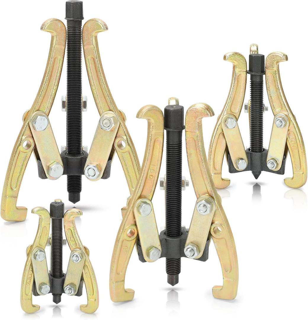 MOFEEZ 3" 4" 6" 8" 3 Jaw Gear Bearing Puller Removal Tool for Slide Gears, Pulley, and Flywheel Gold