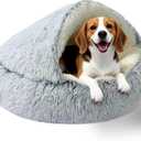 Dog Beds Medium Size Dogs, Calming Deluxe Plush Dog Cave Bed for Medium Dogs - Removable & Washable with Zipper, Built-in Support & Stable Non-Collapsible, Pet Bed for Dogs & Cats 32×32Inch