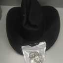 Geyoga 2 Pcs Western Cowboy Outfit Include Cowboy Hat Belt Boho Western Metal Chain Belt Matching Couples for Dresses Party (Black)