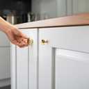 15 Pack Cabinet Knobs, Gold Kitchen Handles for Cabinets and Dresser Drawers, Round Solid Pulls Single Hole, Zinc Alloy Cupboard Handles