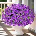 Yastouay Artificial Flowers for Outdoors, 12 Bundles Fake Outdoor Flowers, UV Resistant Artificial Petunias Fake Flowers, Purple Realistic Fake Plants for Porch Patio Garden Decor