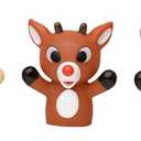 5 Piece Christmas Finger Puppets for Toddlers and Kids, Rudolph The Red-Nosed Reindeer, Santa, Clarice, Hermey, and The Abominable Snowman, Bath Toy, Red