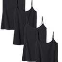 Amazon Essentials Women's Slim-Fit Camisole for Layering and Everyday Wear, Pack of 4, Black, Large