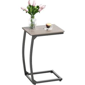 C-Shaped End-Table - Side Table for Couch,Curved Support Legs, Slide Under Couch Table for Sofa, TV Tray Table for Living Room Bedroom (Grey)