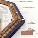 Gold Vintage Mirror, 40"x28" Black Gold Decorative Mirror with Octagon Gold Foil Carvings Wooden Frame for Luxe Living Room, Entryway, Bathroom and Bedroom