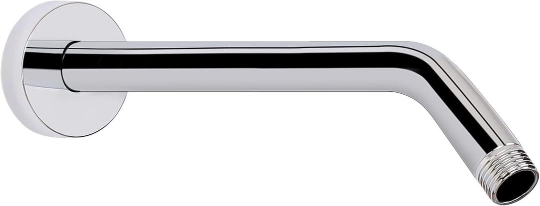 HarJue Shower Arm with Flange and Teflon Tape, Wall Mounted Shower Pipe 304 Stainless Steel Extension Arm for Fixed Shower Head & Handheld (12 Inches, Chrome)