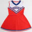 GRAJTCIN Girls Cheerleader Costume for Kids Halloween Cheerleading Uniform Cheer Outfit (Red)