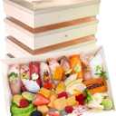 Disposable Wooden Bento Food Containers, Rectangular Takeout Bento Boxes with Lids, 25pcs Oil-Proof & SpillProof Popular To Go Containers for Parties [9.4"x6.9"x2.3"]