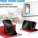 SHIELDON Wallet Case for iPhone 16 Pro Max 6.9", Genuine Leather 2 in 1 Removable Folio Magnetic Wireless Charging RFID Blocking Card Holder Kickstand Compatible with iPhone 16 Pro Max - Retro Red