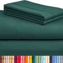 LuxClub 4 Pack California King Sheet Set, Deep Pockets Wrinkle Free Cooling Bed Sheets Hotel Bedding for Women, Men, Includes 1 Fitted Sheet, 1 Flat Sheet and 2 Pillowcases-Soft Emerald