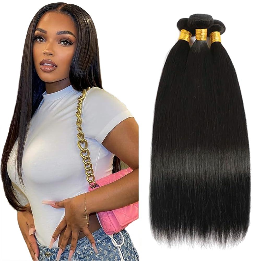Straight Bundles 1b Straight Bundles 24 26 28 Inch CnumGunm Unprocessed Brazilian Natural Color Human Hair Bundle