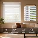 2 Inch Solid Wood Cordless Blinds for Indoor Windows, 29" W x 48" H-White