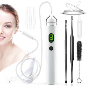Electric Ear Vacuum Wax Remover - Ear Suction Wax Removal Kit with 3 Levels Strong Suction - USB Rechargeable Ear Wax Removal Kit -Earwax Vacuum Suction Tool for Adults and Kids (White)