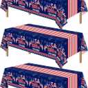 Kelool 4th of July Decorations,3 Pack Patriotic 4th of July Tablecloth for 250 Anniversary USA,Plastic Table Cloth Disposable for Patriotic Decorations,250th Tablecloths Rectangular,108 x 54 Inch