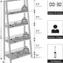 Furinno Ladder Display Shelf, 5-Tier Ladder Shelf, Ladder Bookshelf, Display Storage Shelves, 13 x 23.6 x 53.5, for Living Room, Home Office, White