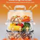 FOHERE Electric Food Steamer 1200W, 12.7QT Double Tier Stainless Steel Vegetable Steamer with Digital Timer, 8 Preset Menus for Fish, Meat, Rice, Shrimp, Keep Warm Function, Auto Shut-Off