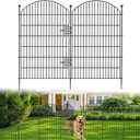 12 Pack No Dig Decorative Garden Fence Panels with Gate, 40in(H) x 29ft(L), Dog Fence Outdoor for Yard, Rustproof Metal Animal Barrier for Rabbits & Flowers, Temporary Fencing for Patio, RV