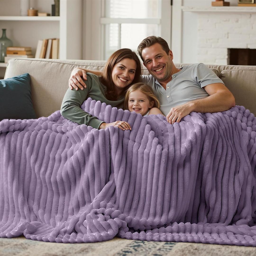 Joiedomi King Size Blanket for Bed, Soft & Warm Purple Fleece Blankets Gifts for Women Mom, Cozy Cute Soft Throw 108x90 Inches