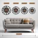 Maxstar Wall Clock Battery Operated,Silent Non-Ticking Modern Rustic Metal Round Clocks Small for Living Room/Bedroom/Office/Kitchen/Farmhouse Home Decor-12 Inch(Brown-Wood)
