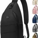 Crossbody Bags for Women Men Trendy Sling Bag Bakpack Casual Chest Bag with Convertible Shoulder Strap (Medium, Black)