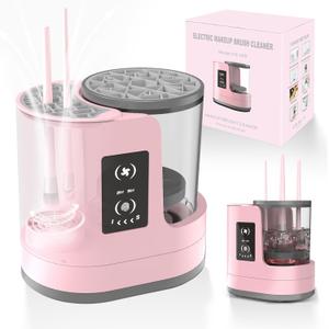 3 IN 1 Electric Makeup Brush Cleaner Machine With Makeup Brush Dryer-Holder-Portable Automatic USB Cosmetic Brushes Cleaner Tool for All Size Beauty Makeup Brush Set, Eyeshadow, Blush Brush (Rose Pink)