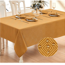 Ahomuily Rectangle Linen Textured Tablecloth Waterproof and Wrinkle Free Farmhouse Table Cloth Stain Resistant Decorative Fabric Table Cover for Dining/Indoor/Outdoor (Gold 52 x 70 Inch)