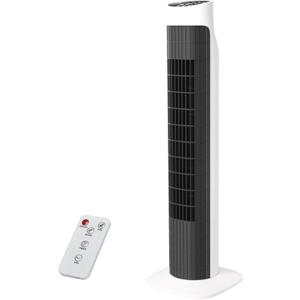 Uthfy 31 Inch Tower Fan for Bedroom, 120 Oscillating Quiet Standing Bladeless Fan With Remote, 7.5H Timer, 3 Speeds, 3 Modes, for Room, Dorm, Office, Black and White