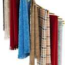 Spiral Scarf Rack, Metal Freestanding Scarf Organizer with 30 Rods, Commercial Hijab Organizer Stand for Home Clothing Store, Space Saving Shelves (Gold) (Wood)
