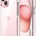 JETech Glitter Case for iPhone 15 6.1-Inch, Bling Sparkle Shockproof Phone Bumper Cover, Cute Sparkly for Women and Girls (Clear)
