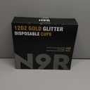 N9R 100PCS 12oz Gold Plastic Cups, Gold Glitter Disposable, Elegant Wedding and Party Cups (Gold Glitter-100PCS)
