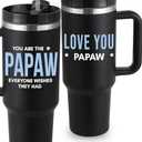 Papaw Tumbler 40oz, Best Pawpaw Gifts From Grandchildren, Papaw Coffee Mug, Unique Gifts From Grandkids, Ideal for Fathers Day, Birthday, Christmas, Gift Ready