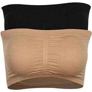 BINACL Women's Bandeau Bralette, Summer Strapless Removable Padded Seamless Basic Layer Tube Top Bra 2/3 Packs, XX-Large 