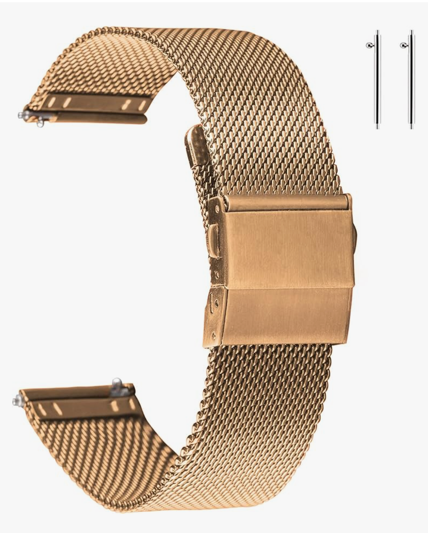 Stainless Steel Mesh Watch Band for Men Women, Quick Release Mesh Watch Straps  16mm Rose Gold