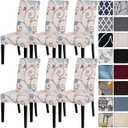 SearchI Dining Room Chair Covers Set of 6, Stretch Printed Parsons Chair Slipcovers Super Fit Spandex Removable Washable Kitchen Chair Protector Cover for Dining Room, Hotel, Ceremony (Ball Flower)