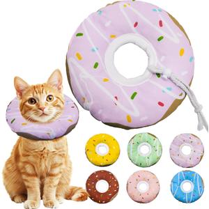 Seyezo Cat Cone Collar Soft, Adjustable Cat Recovery Collar Kitten Cones to Stop Licking, Cute Donut E Collar After Surgery, Cats Neck Pillow Cone Elizabethan Cones of Shame (Waterproof Purple, Small)
