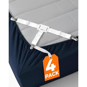 Bed Sheet Holders - Adjustable Elastic Fasteners with Metal Clips - Sheet Clips Keeping Sheets in Place - Stay in Place Fitted Bedding Straps - Bed Corner Holders - Firm Tight Suspenders for Mattress