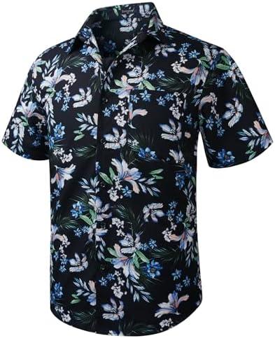 Men's Hawaiian Shirts Short Sleeve Casual Floral Button Down Tropical Shirt Summer Holiday Beach Aloha Hawaii Shirt, 2XL
