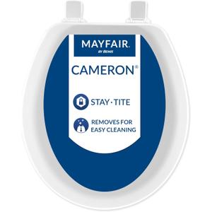 Mayfair Cameron White Toilet Seat, Heavy Duty Wood, Easy Clean, Made in USA, Round
