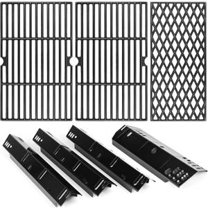 Uniflasy Grill Grates Heat Plates for Dyna-Glo 4 Burner DGH450CRP DGH451CRP Grill Parts for Dyna Glo 70-01-911 70-02-411 70-02-412 Porcelain Steel Heat Plates Replacement Part for Dyna-Glo (Black)