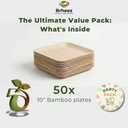 Brheez Bamboo Plates Disposable Palm Leaf Plates | 10 inch bamboo dinner plates | Eco Compostable Biodegradable Plates 50 Peice